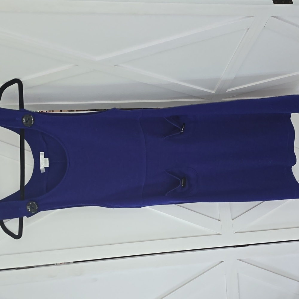 Blue Sleeveless Sheath Midi Dress for Work
